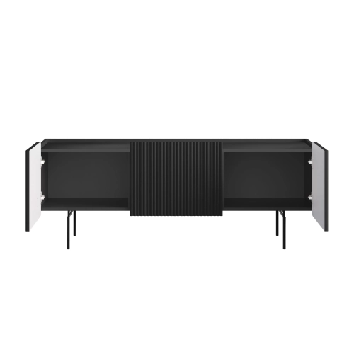 Szafka RTV Malmi 150 cm - czarny mat / czarne nóżki